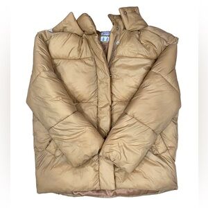 Abercrombie & Fitch Tan Caramel Brown Beige Puffer Jacket Hooded Winter Coat XS